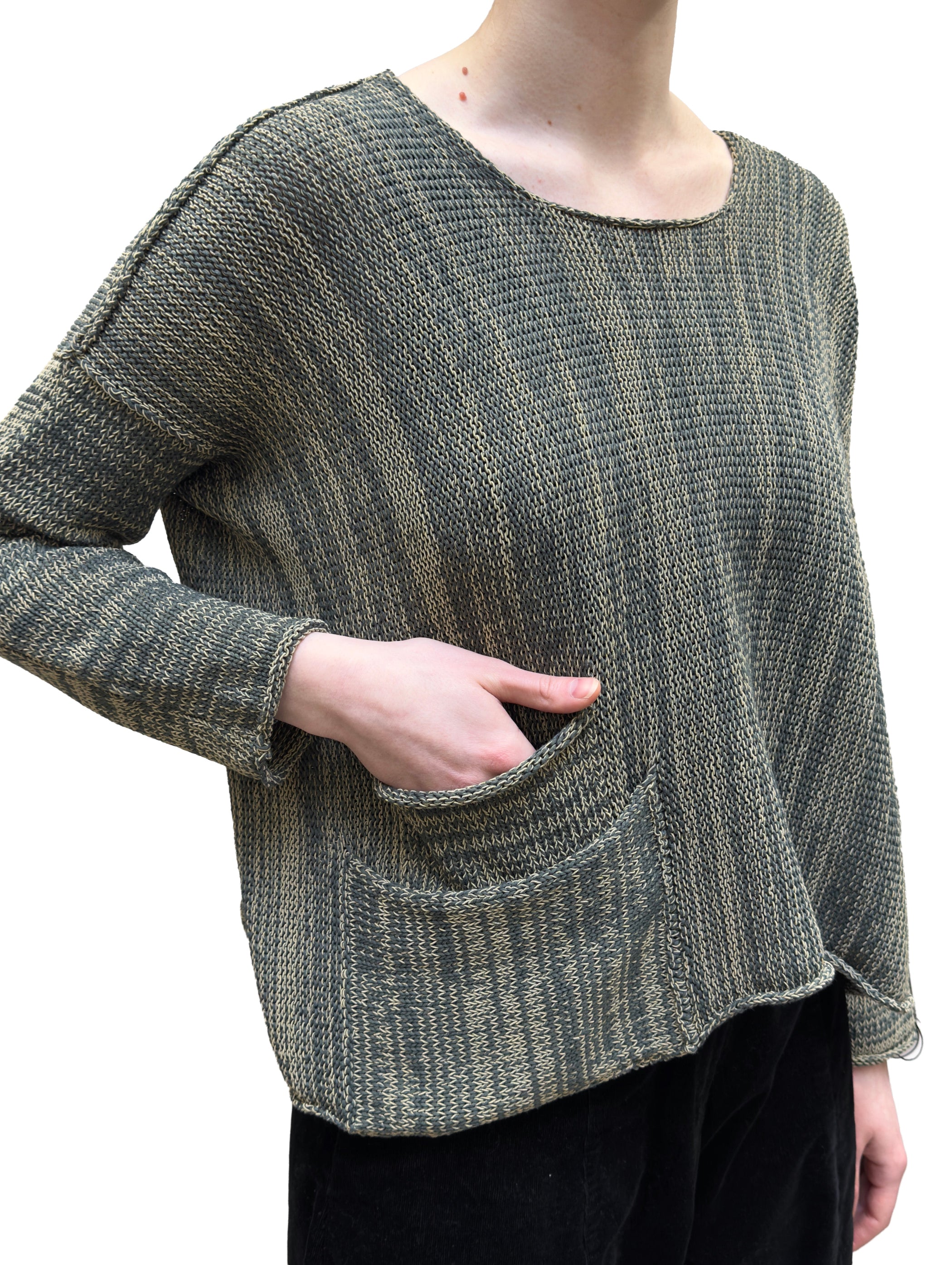 PAPER TEMPLES Layered Pocket Cropped Knit Pullover In Clay