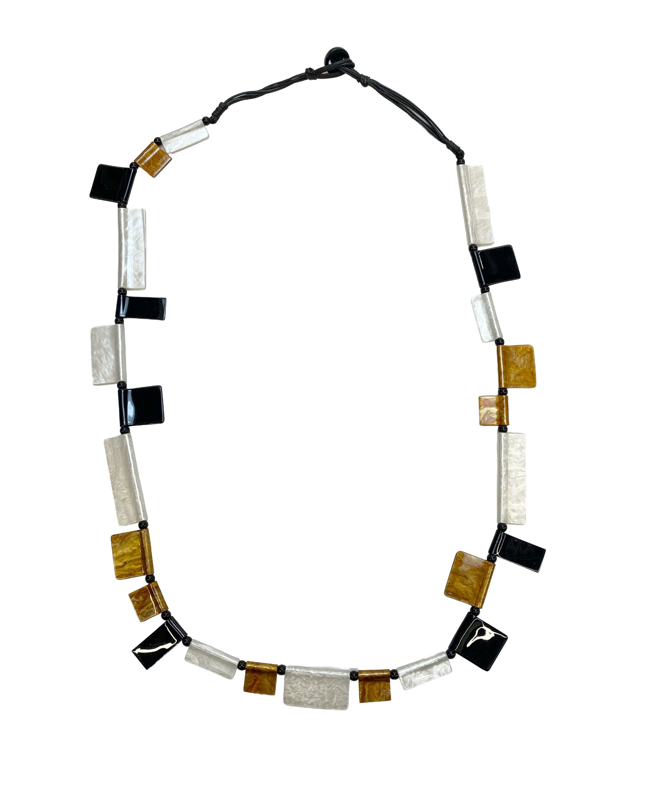 Coloured Resin Necklace in Black and Metallic