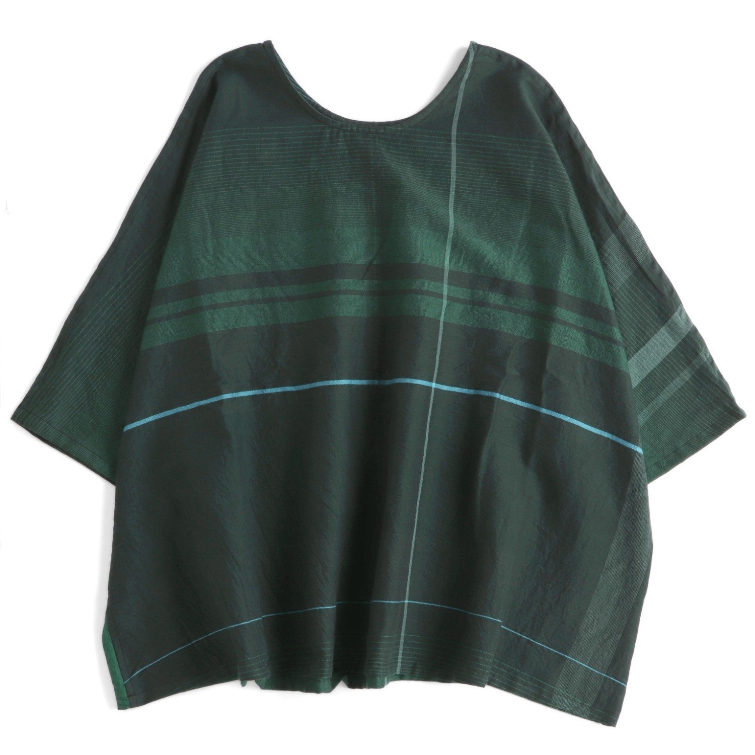 Tamaki Niime Round Neck Striped Short Sleeve Top - River Glade