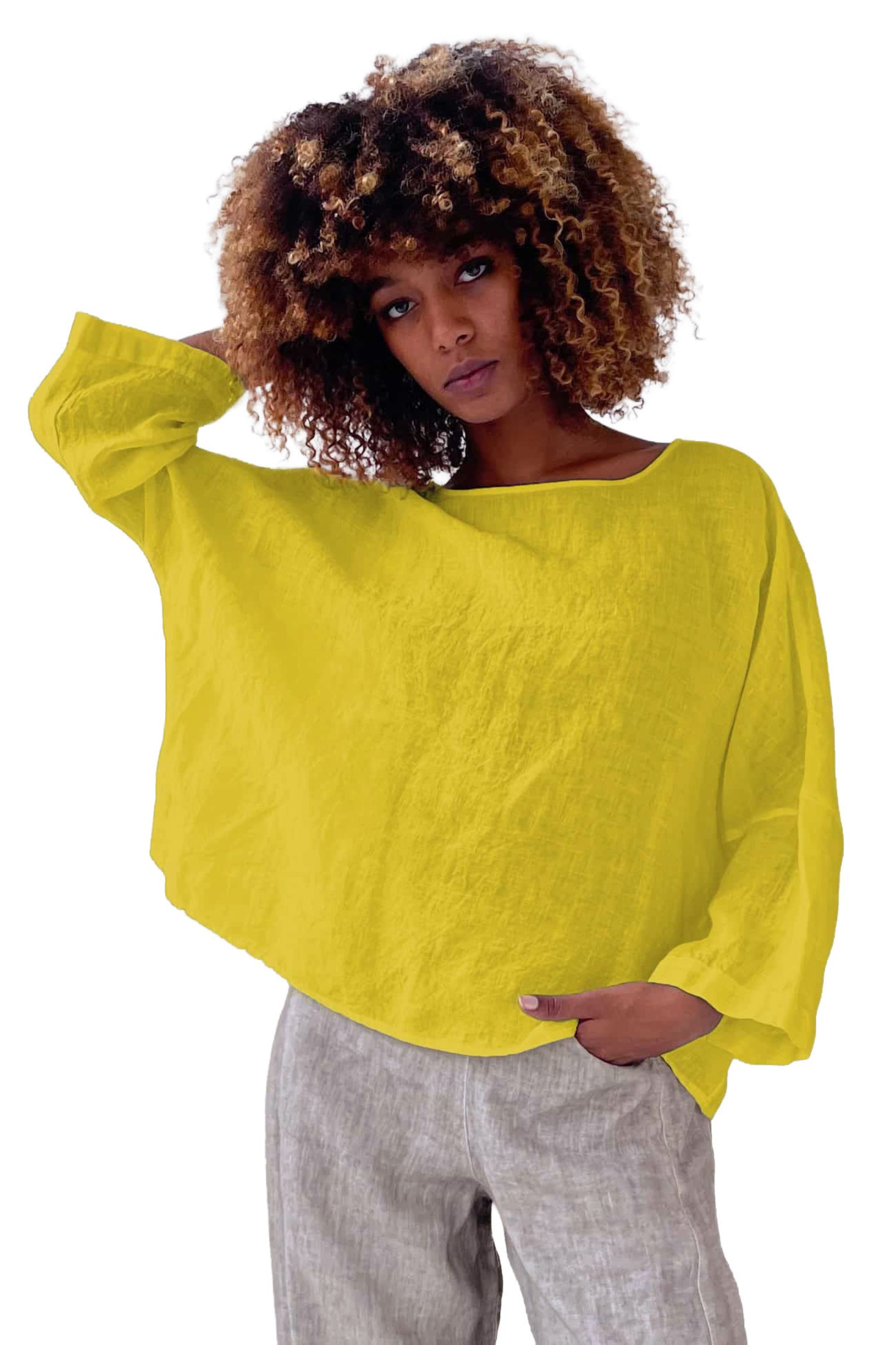 ELEMENTE CLEMENTE Hanky Linen Boatneck Top in Kiwi