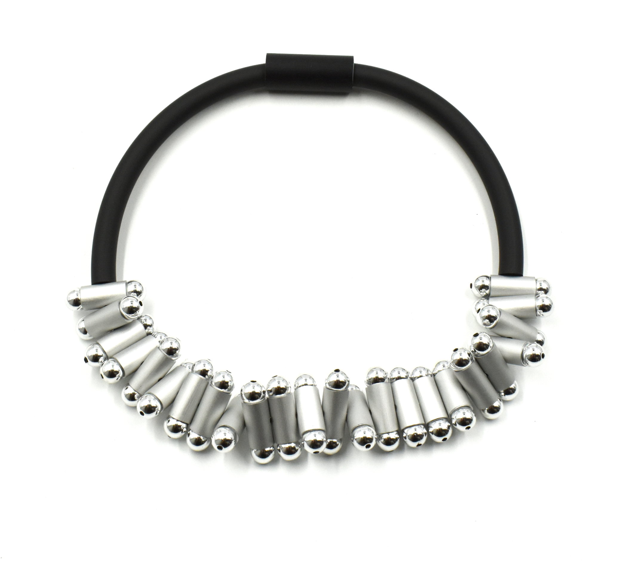 CHRISTINA BRAMPTI Rubber Cord and Metallic Accents Collar