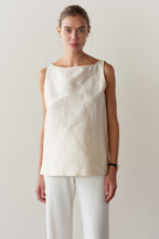 The Silk Taffeta Boatneck Shell