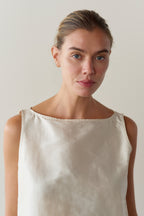 The Silk Taffeta Boatneck Shell
