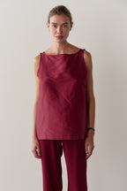 The Silk Taffeta Boatneck Shell