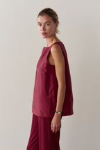 The Silk Taffeta Boatneck Shell