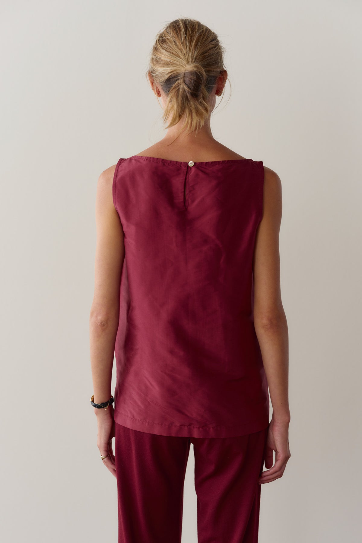 The Silk Taffeta Boatneck Shell