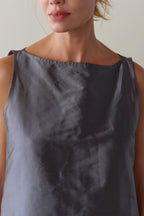 The Silk Taffeta Boatneck Shell