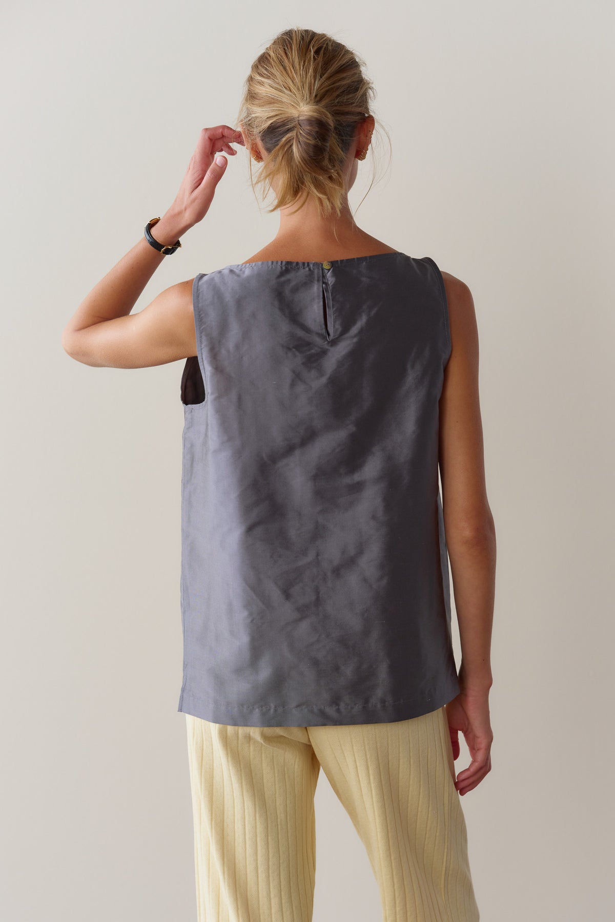 The Silk Taffeta Boatneck Shell