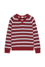 The Cotton Knit Stripe V-Neck Sweater