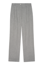 Gray pleated pants on a white background
