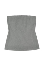 Gray strapless top on a white background