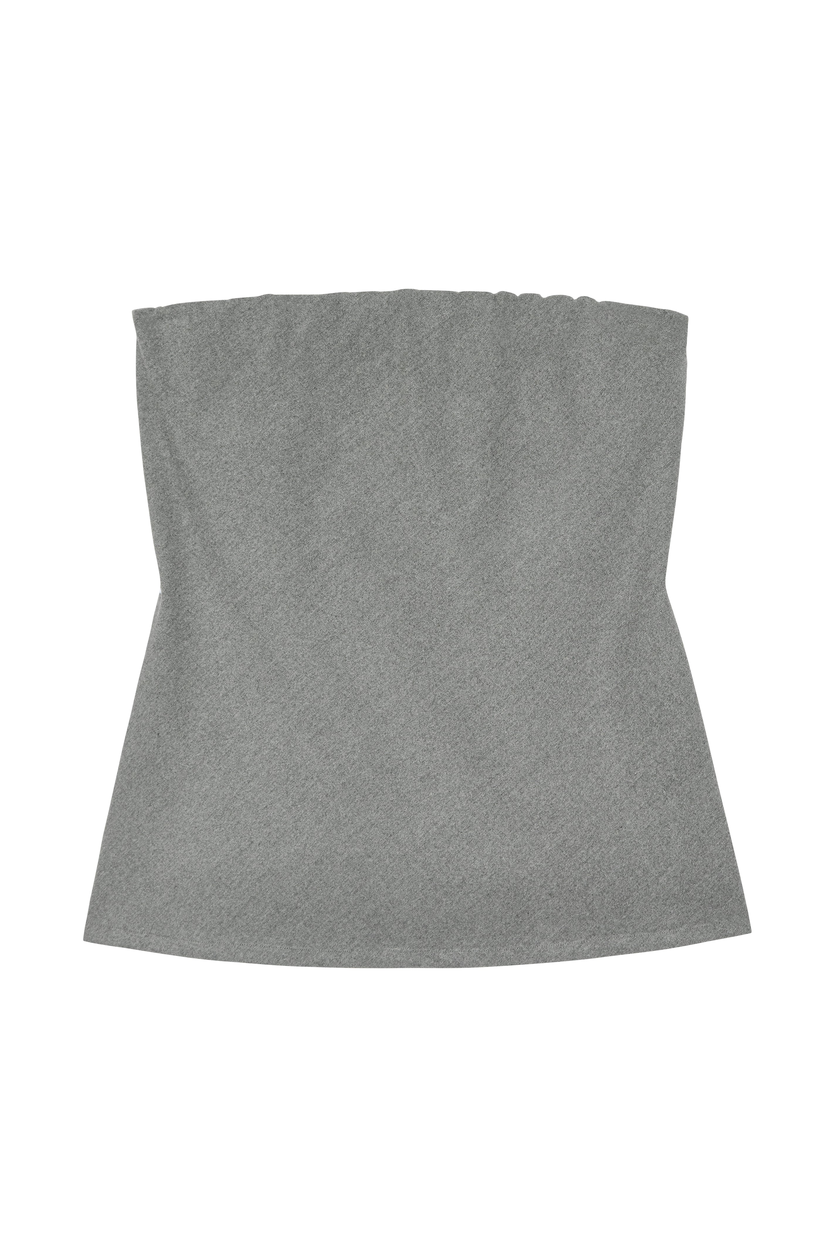 Gray strapless top on a white background