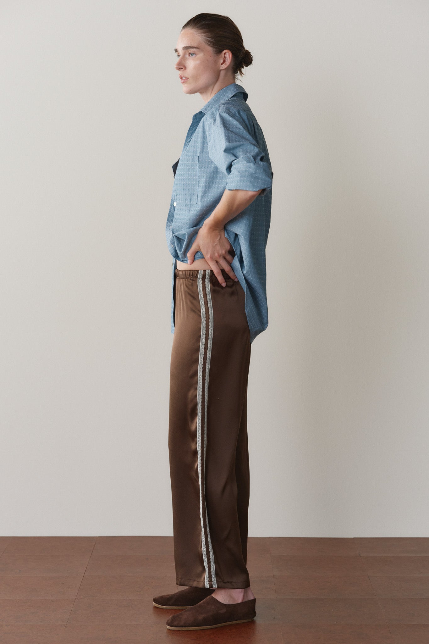 The Silk Lace Stripe Crop Pant