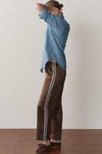 The Silk Lace Stripe Crop Pant