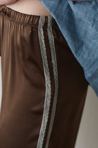 The Silk Lace Stripe Crop Pant