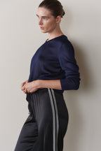 The Silk Lace Stripe Crop Pant
