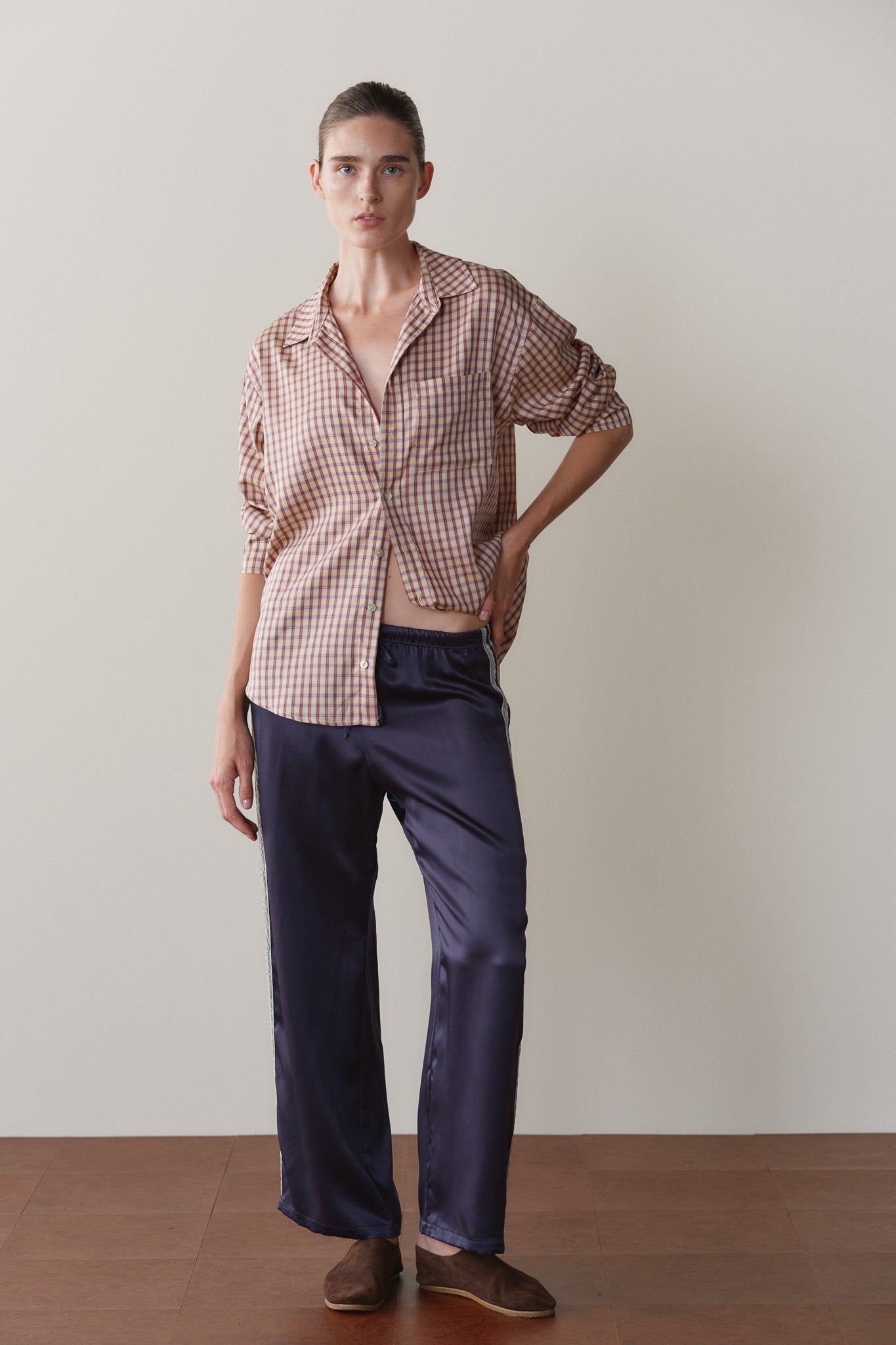The Silk Lace Stripe Crop Pant