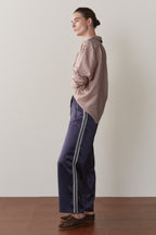 The Silk Lace Stripe Crop Pant