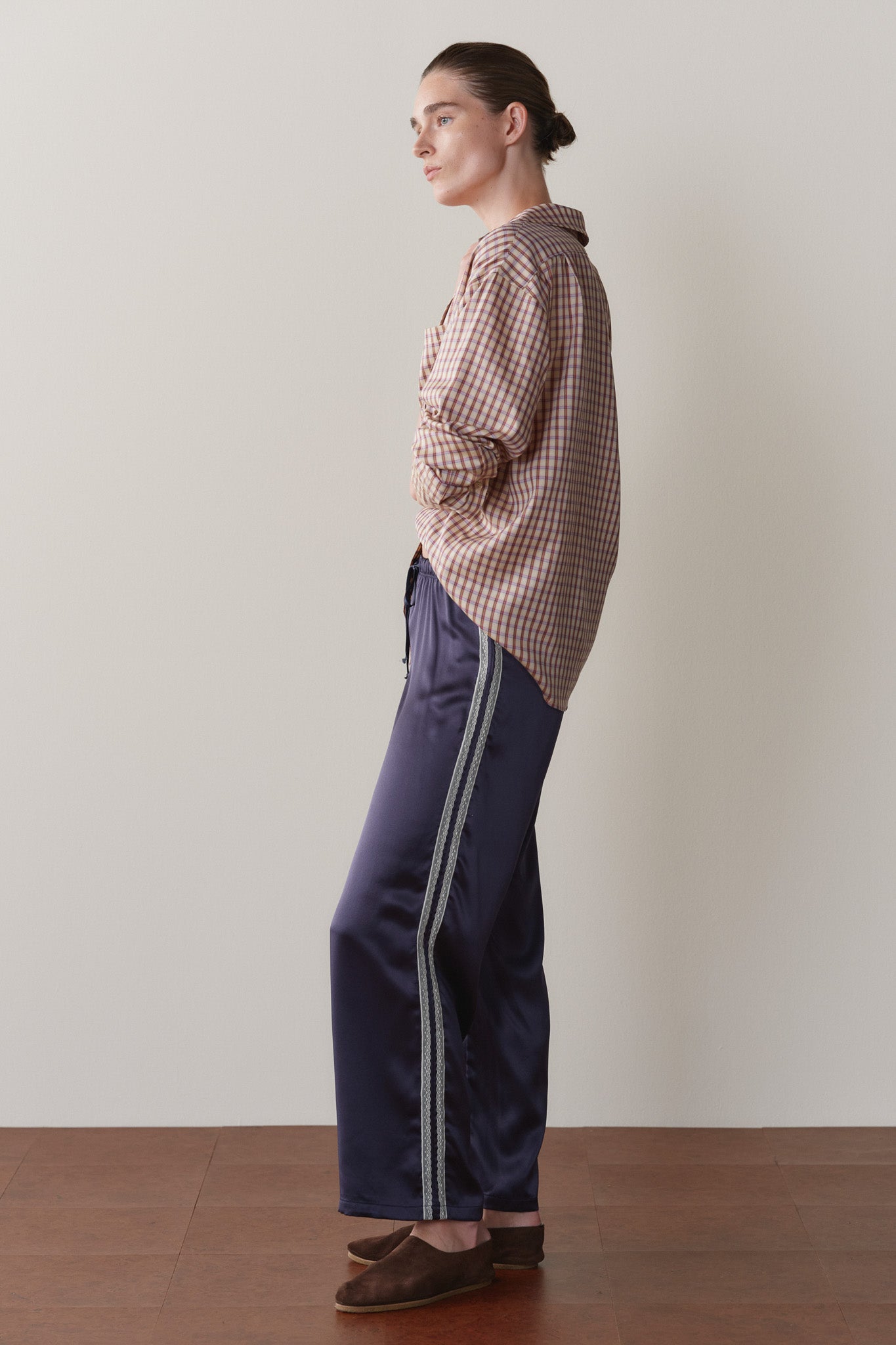 The Silk Lace Stripe Crop Pant