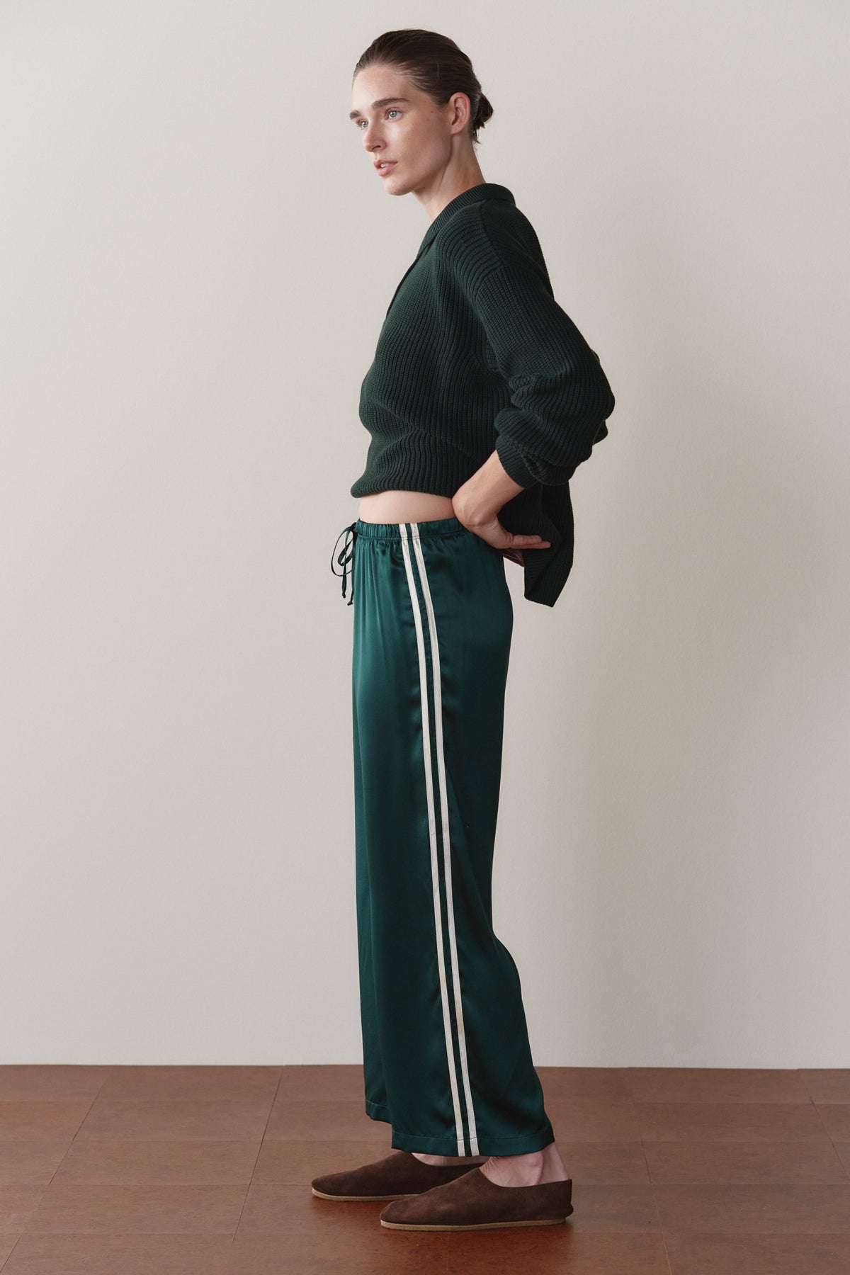 The Silk Stripe Crop Pant