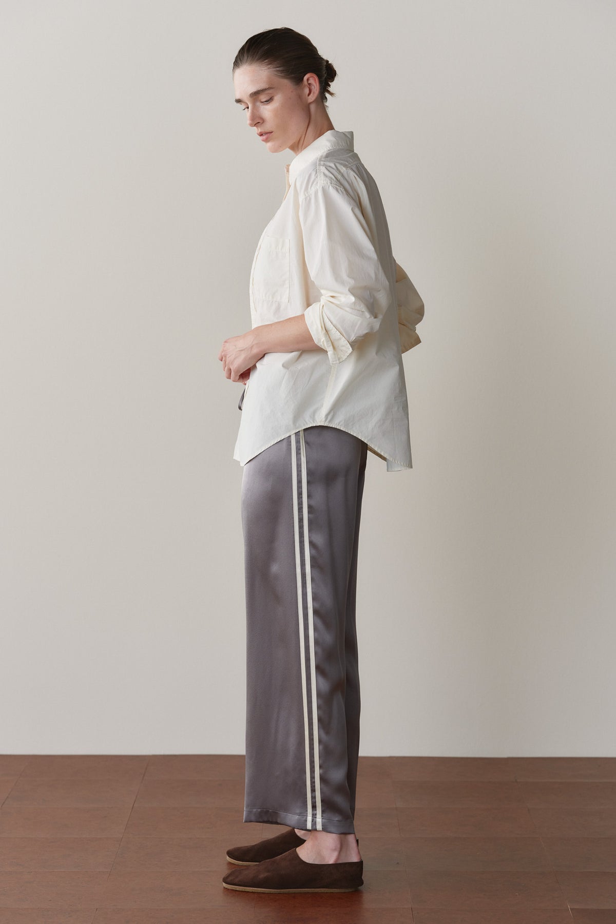 The Silk Stripe Crop Pant