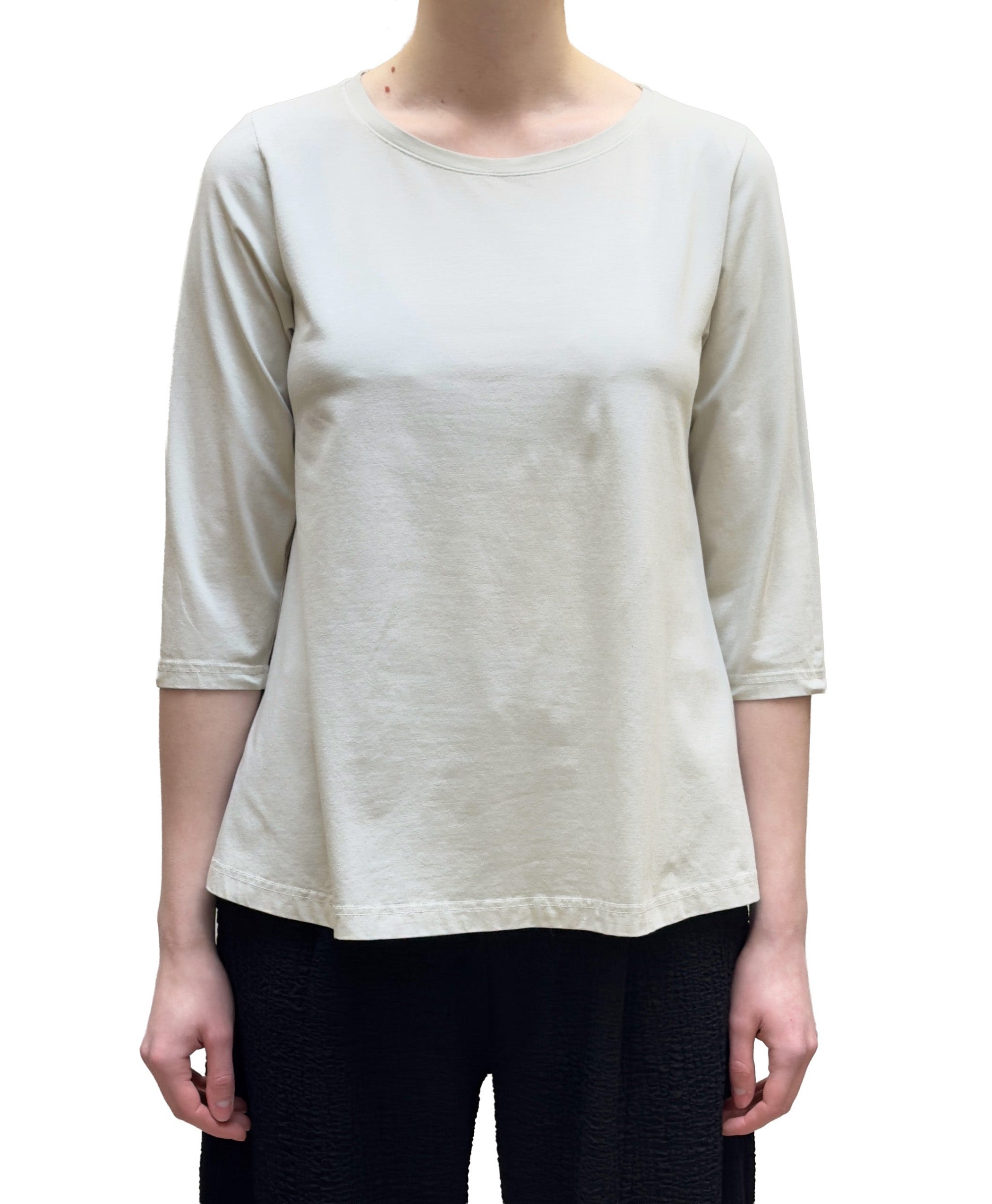 MAMA B Cotton 3/4 Sleeve A line Tee in Limestone