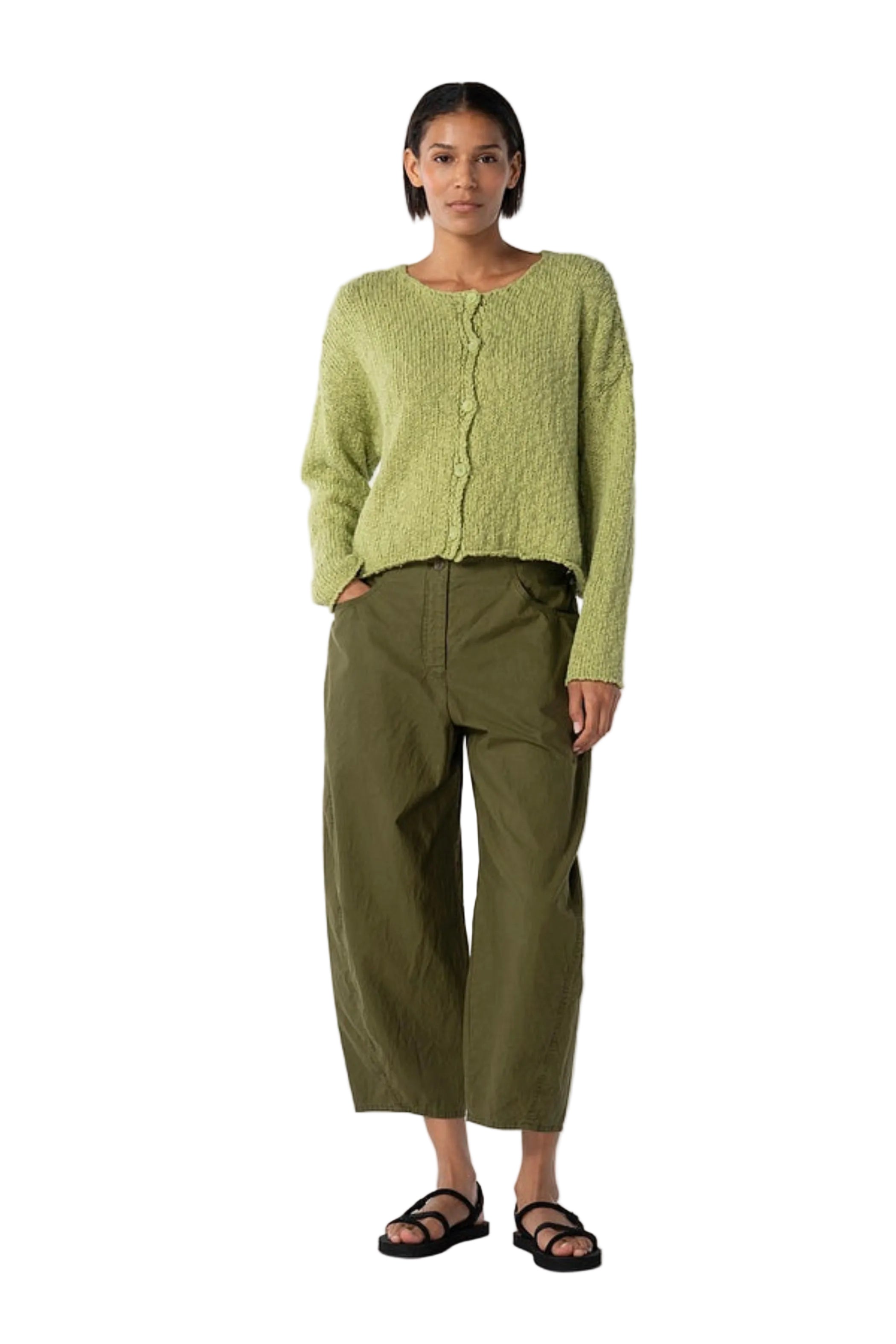 OSKA Cropped Barrel leg Pant in Cactus