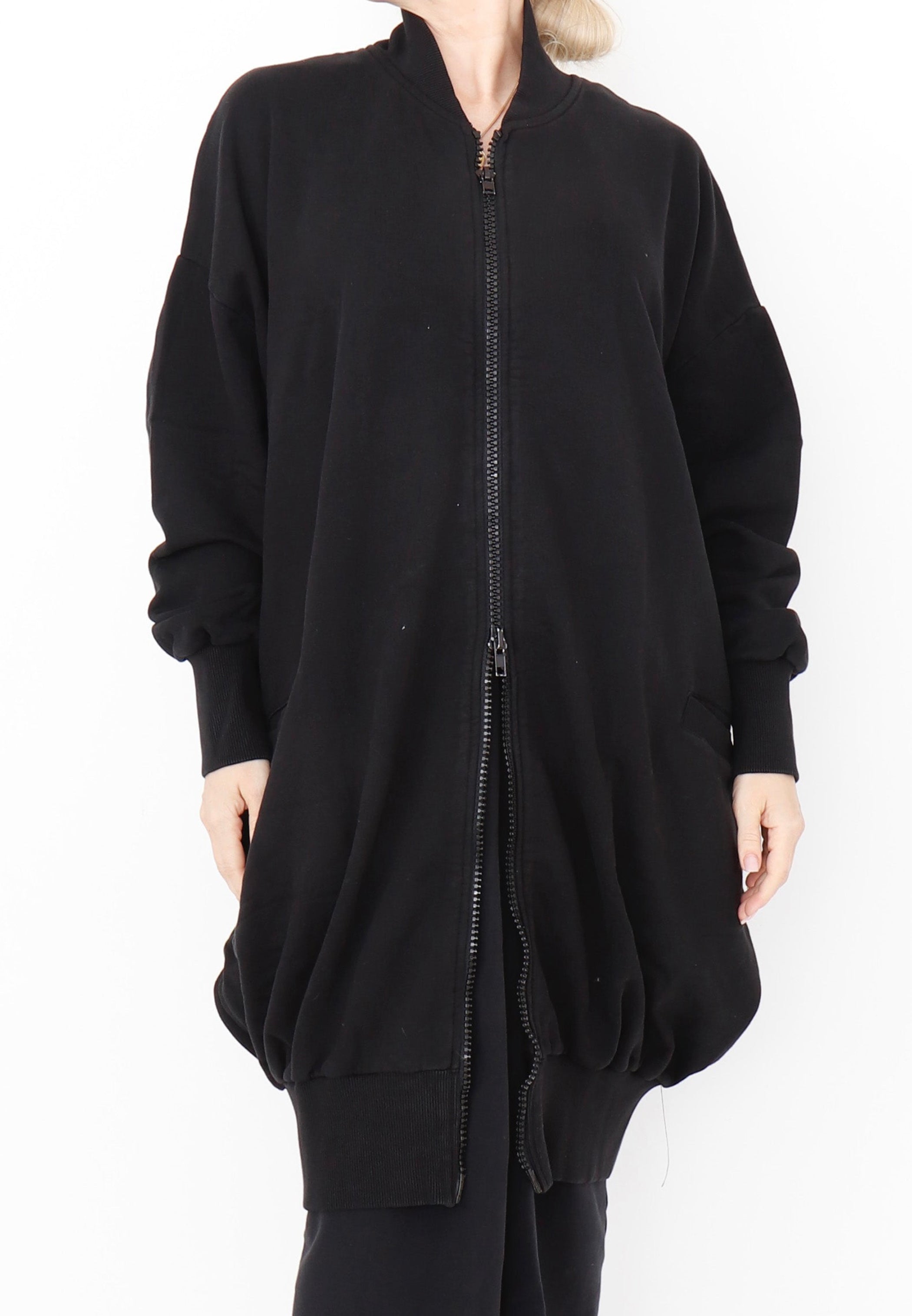 Sort Aarhus Long Sweat Cardigan in Black
