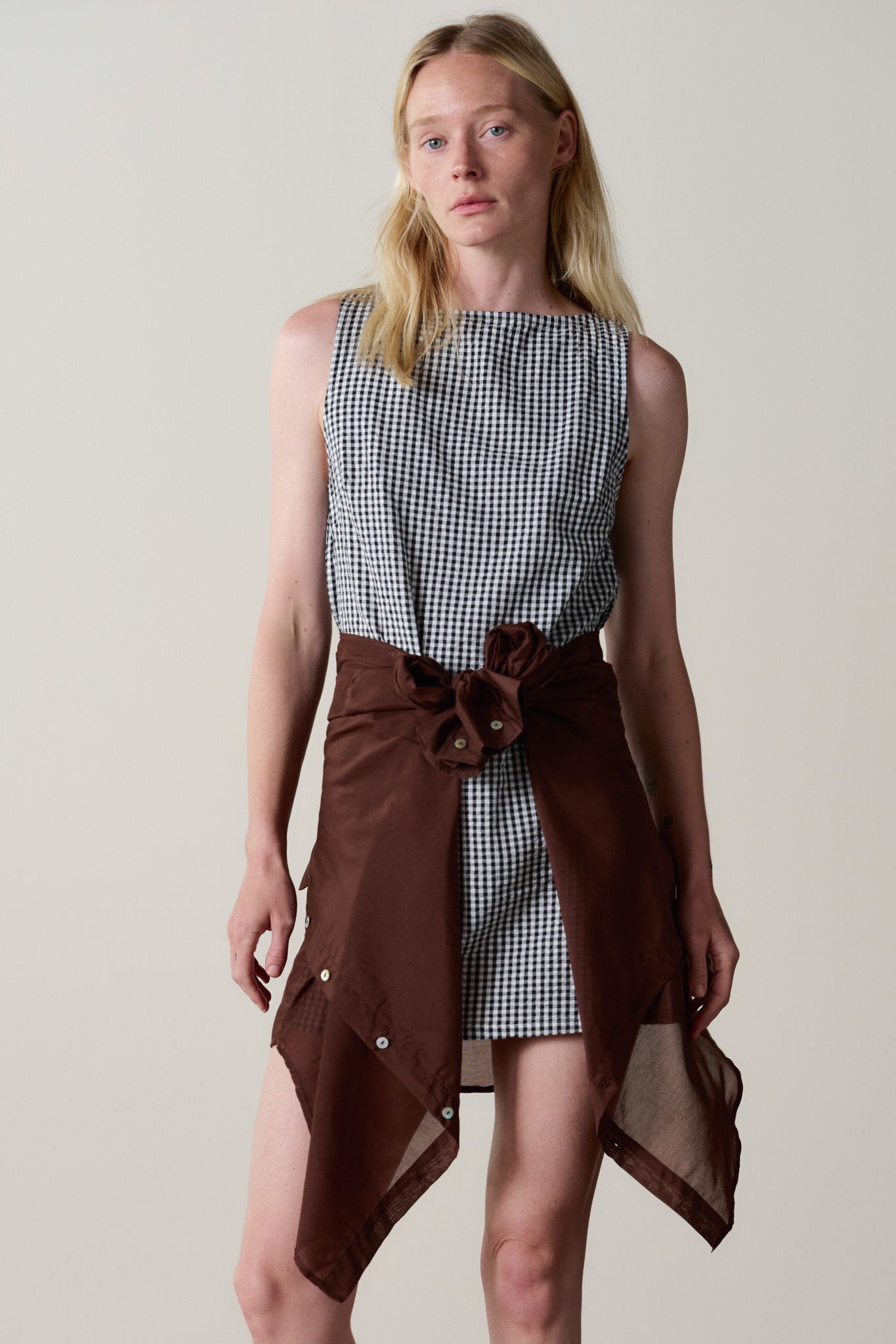 The Cotton Gingham Boatneck Dress