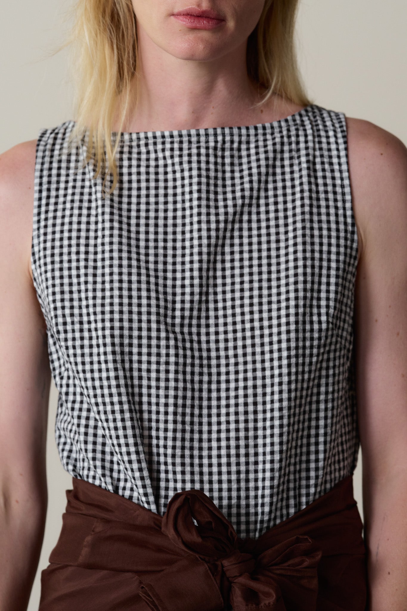 The Cotton Gingham Boatneck Dress