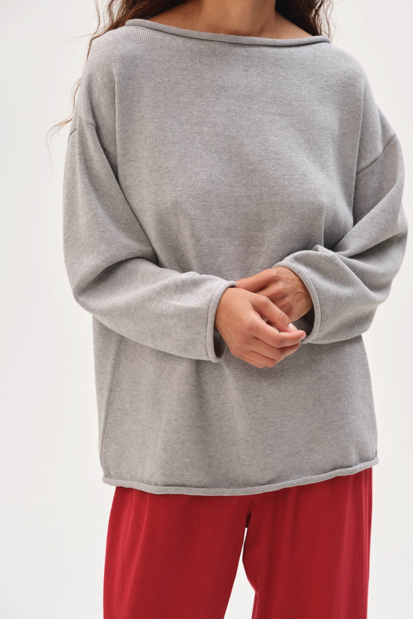 The Cotton Knit Boat Neck Sweater