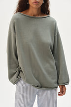 The Cotton Knit Boat Neck Sweater