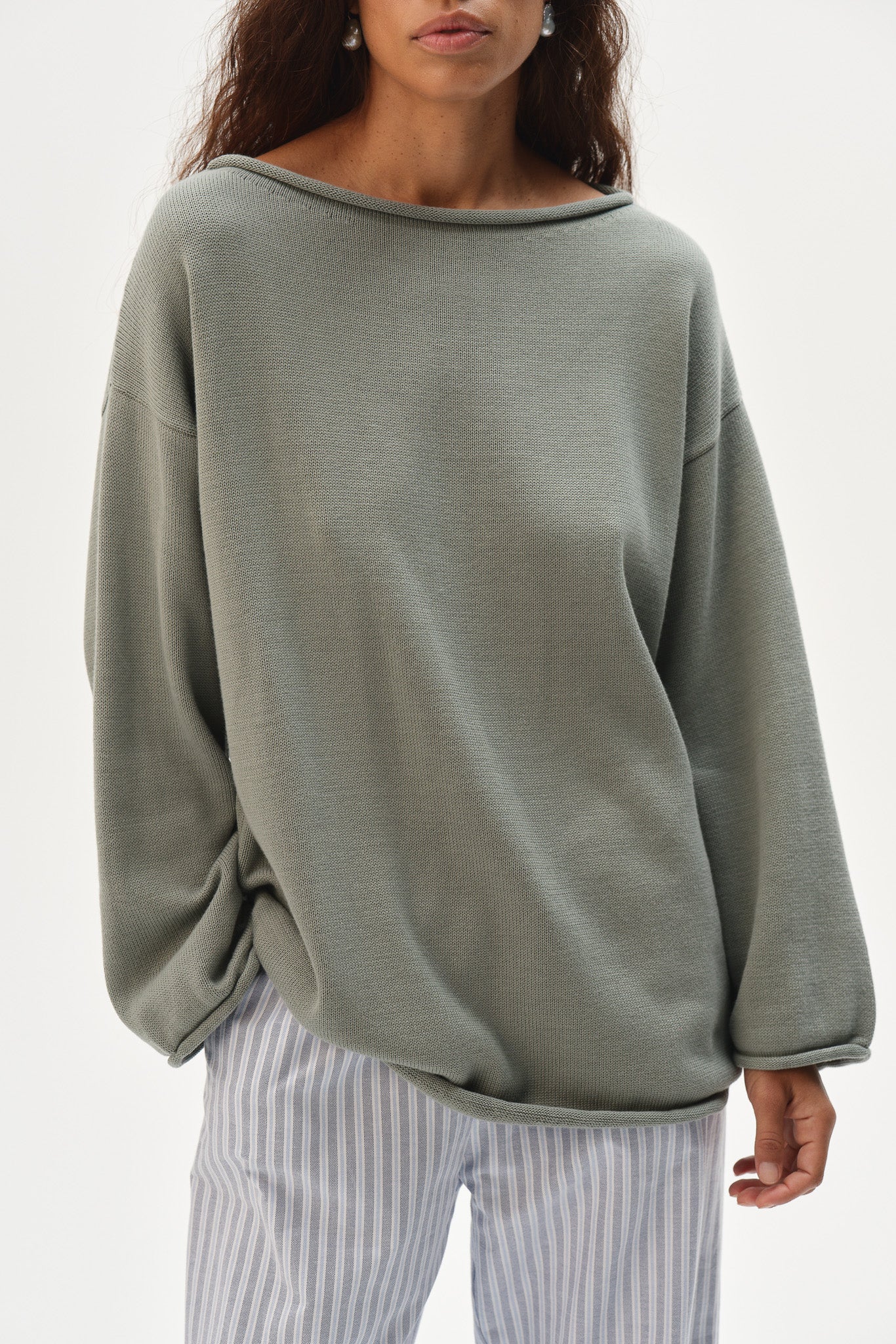 The Cotton Knit Boat Neck Sweater