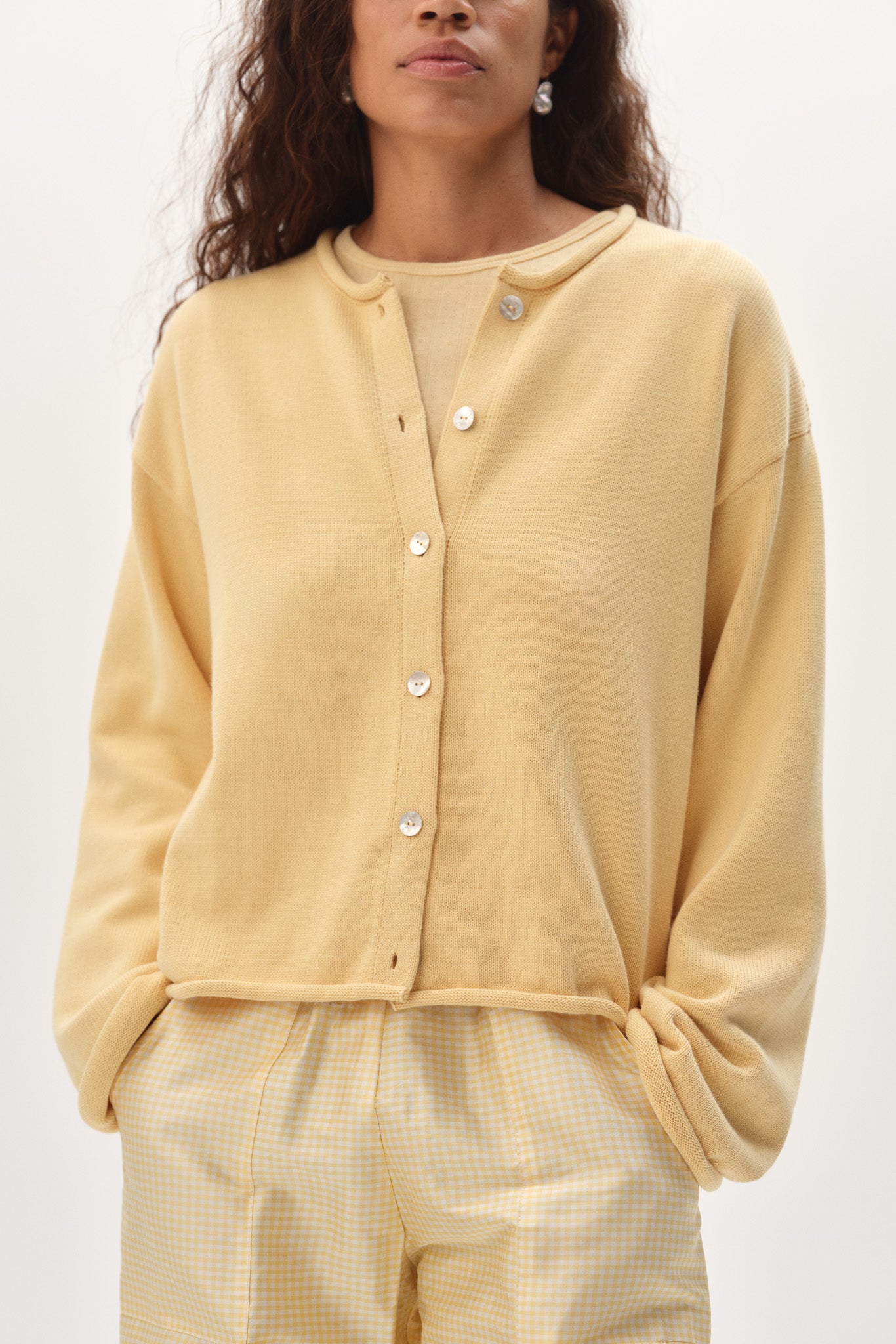 The Cotton Knit Roll Cardigan