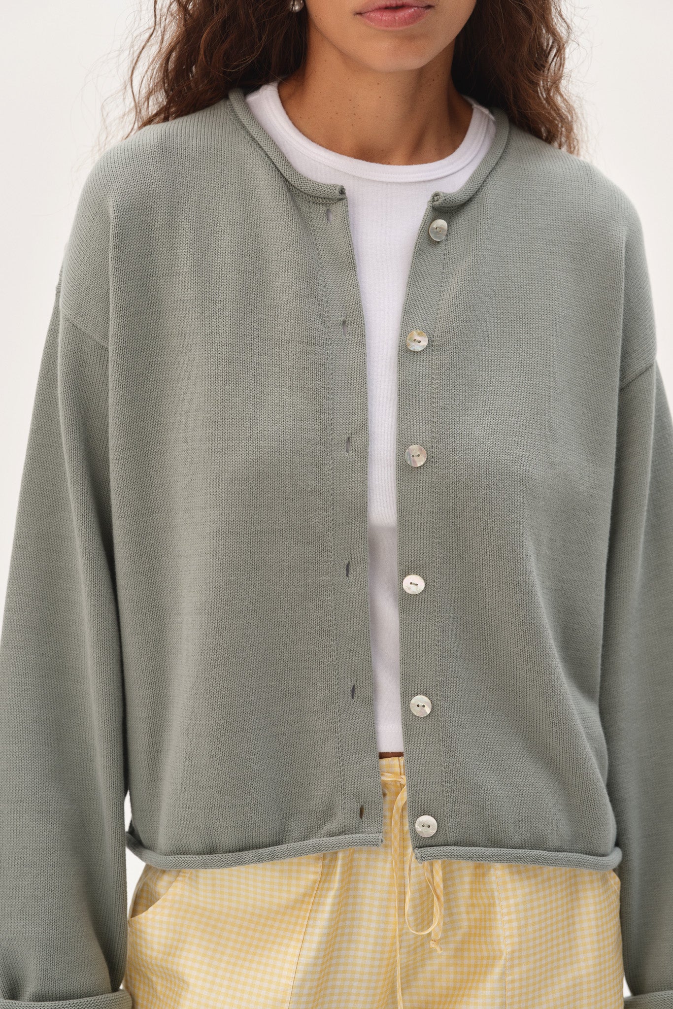 The Cotton Knit Roll Cardigan