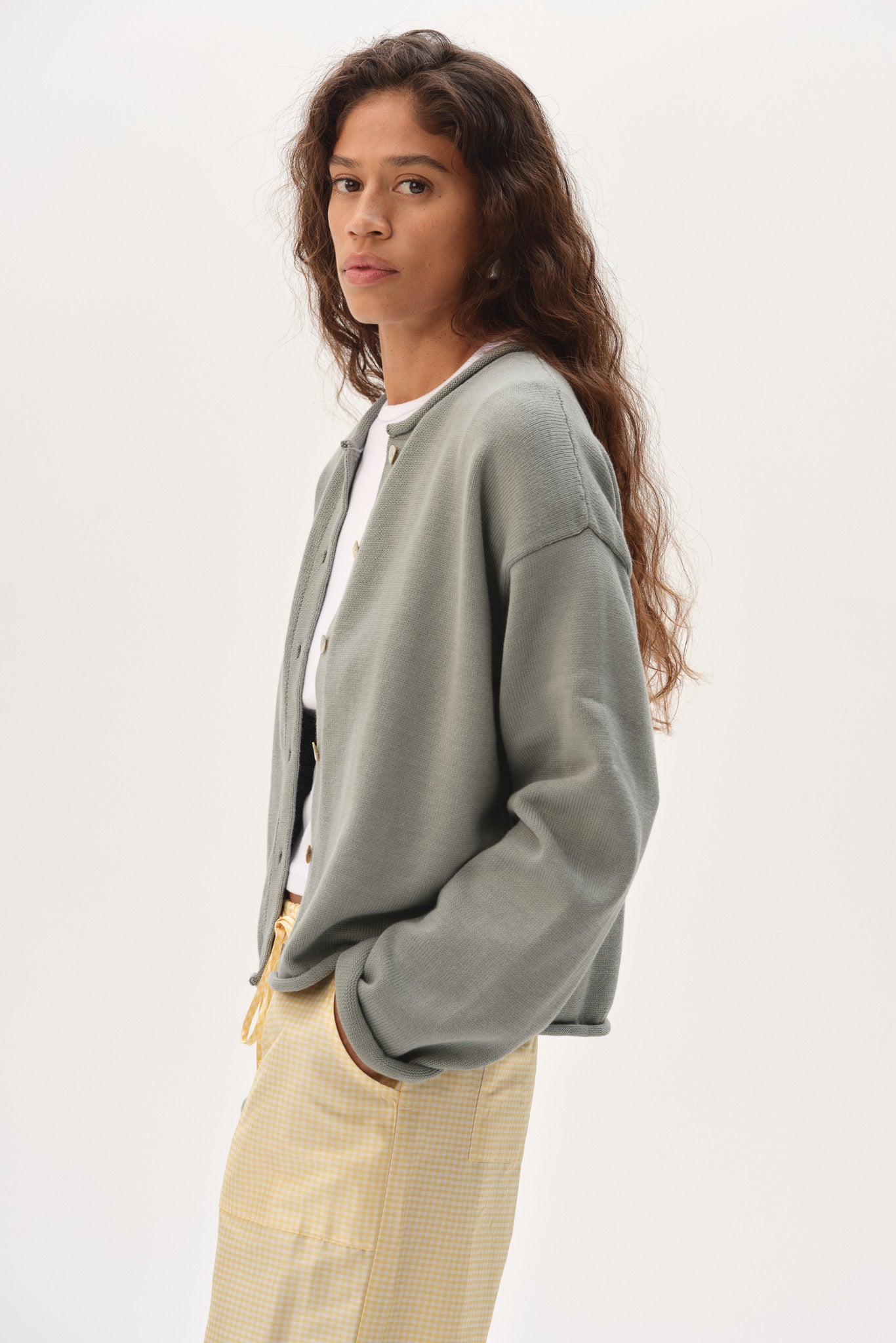 The Cotton Knit Roll Cardigan