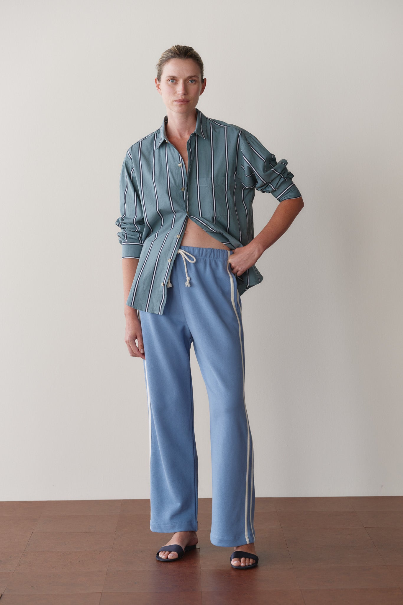 The Eco-Terry Stripe Crop Pant