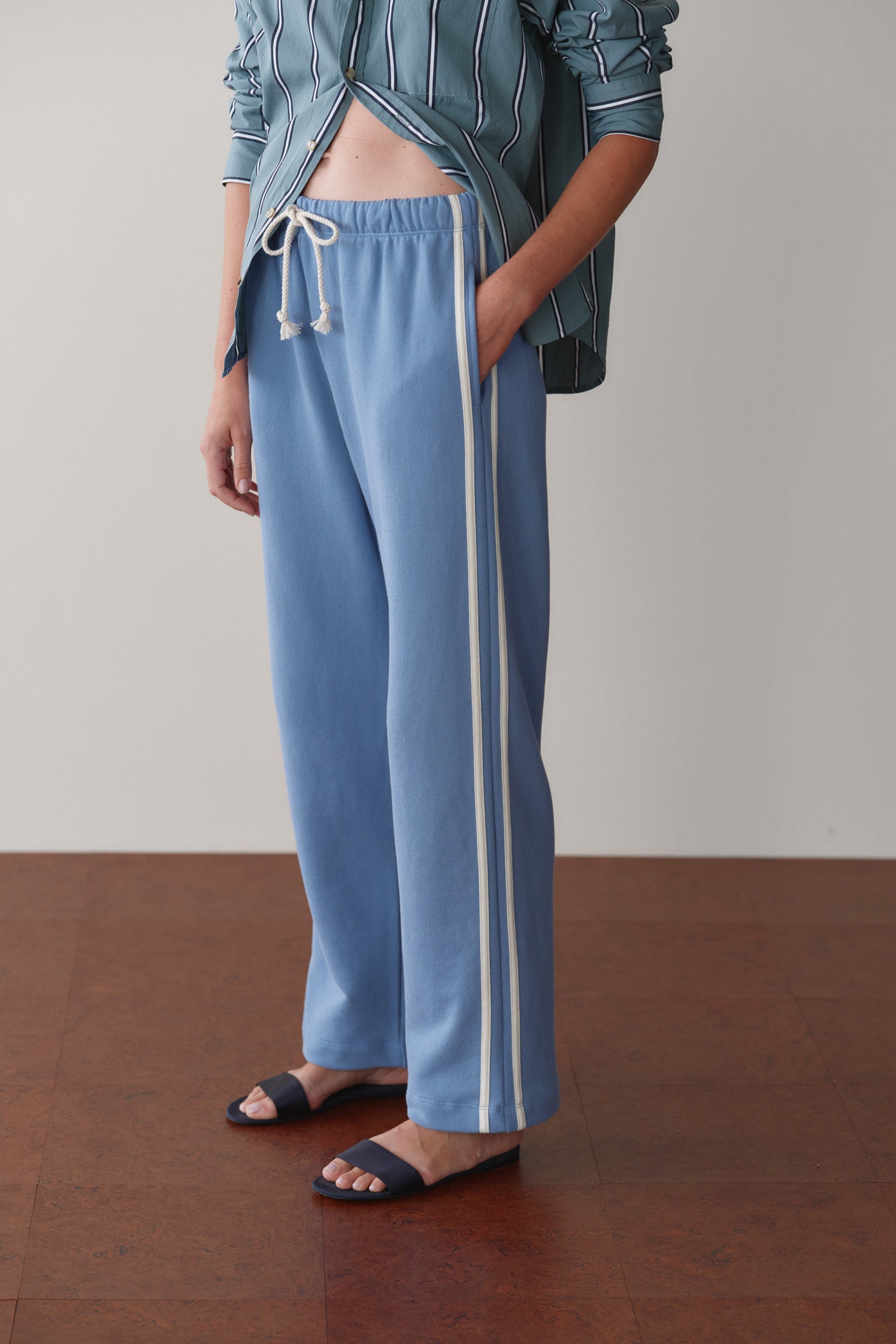 The Eco-Terry Stripe Crop Pant