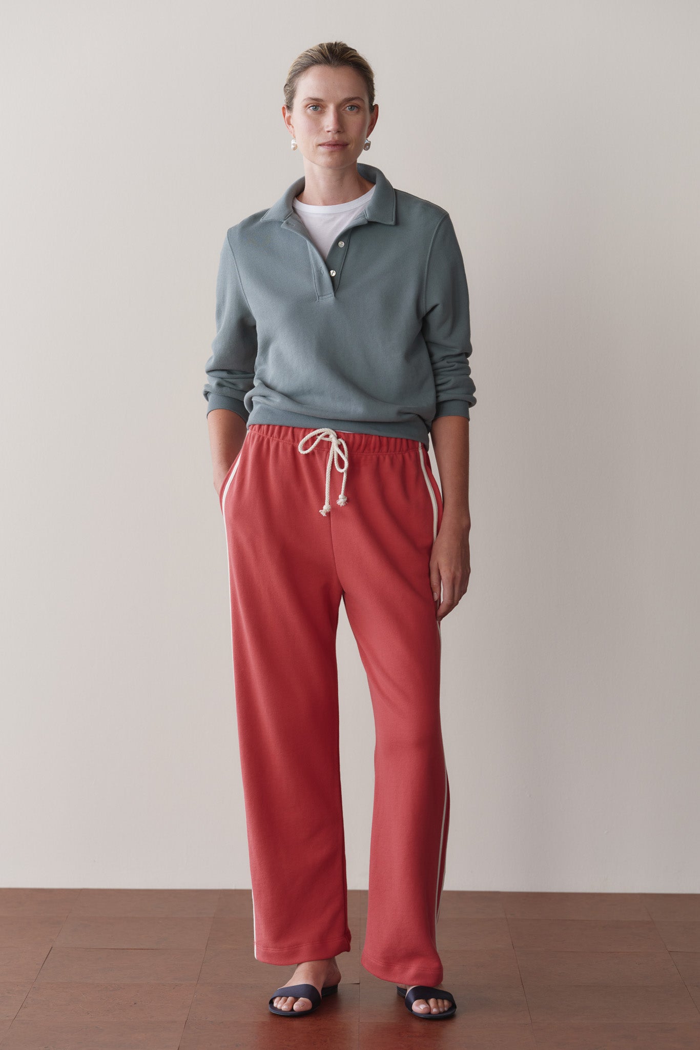 The Eco-Terry Stripe Crop Pant