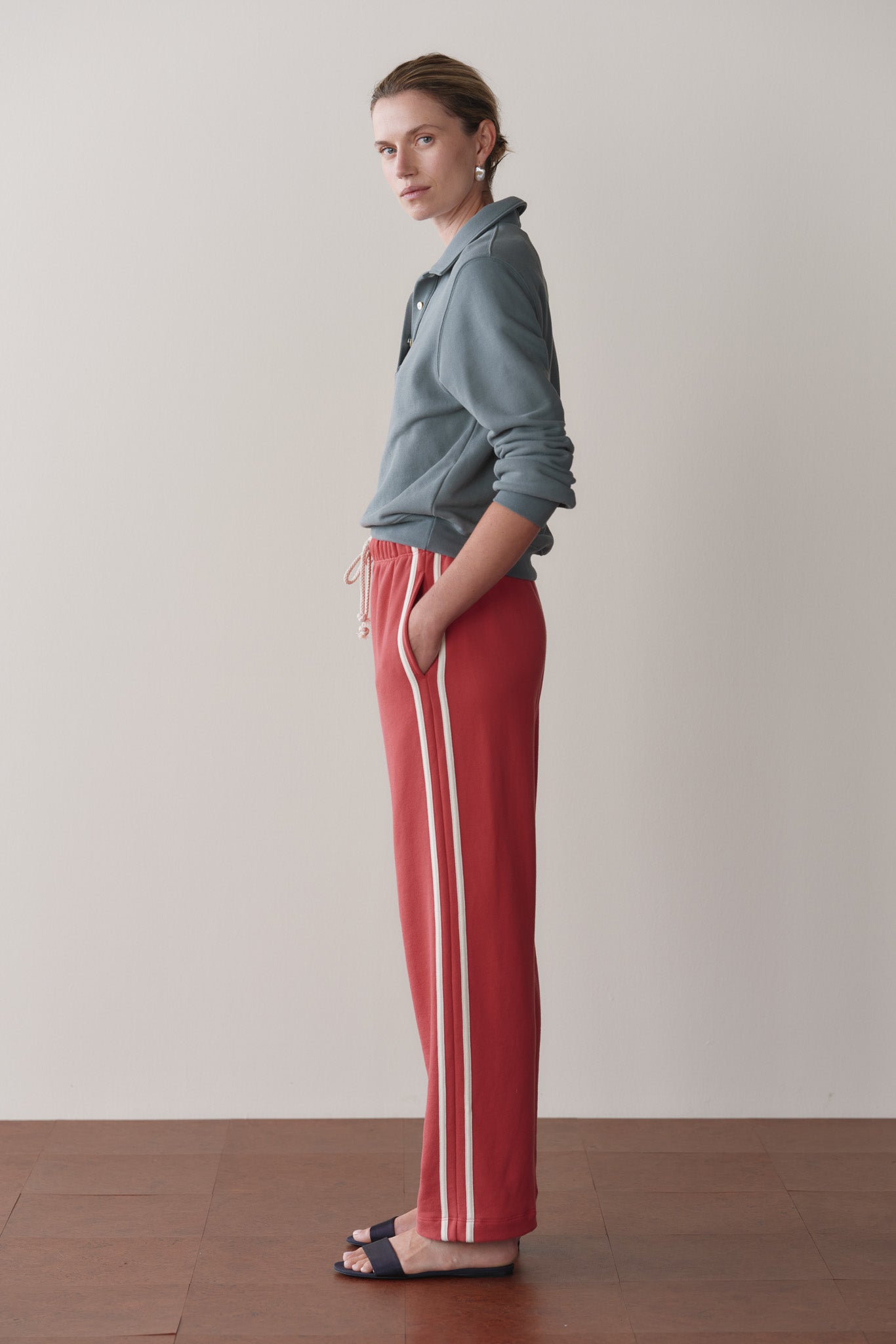 The Eco-Terry Stripe Crop Pant