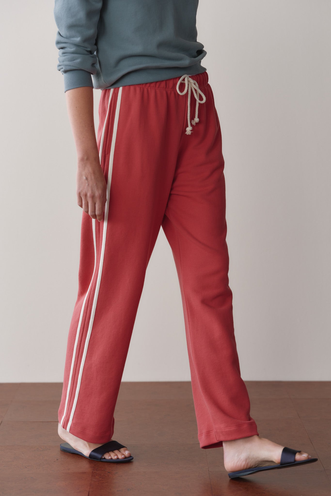 The Eco-Terry Stripe Crop Pant