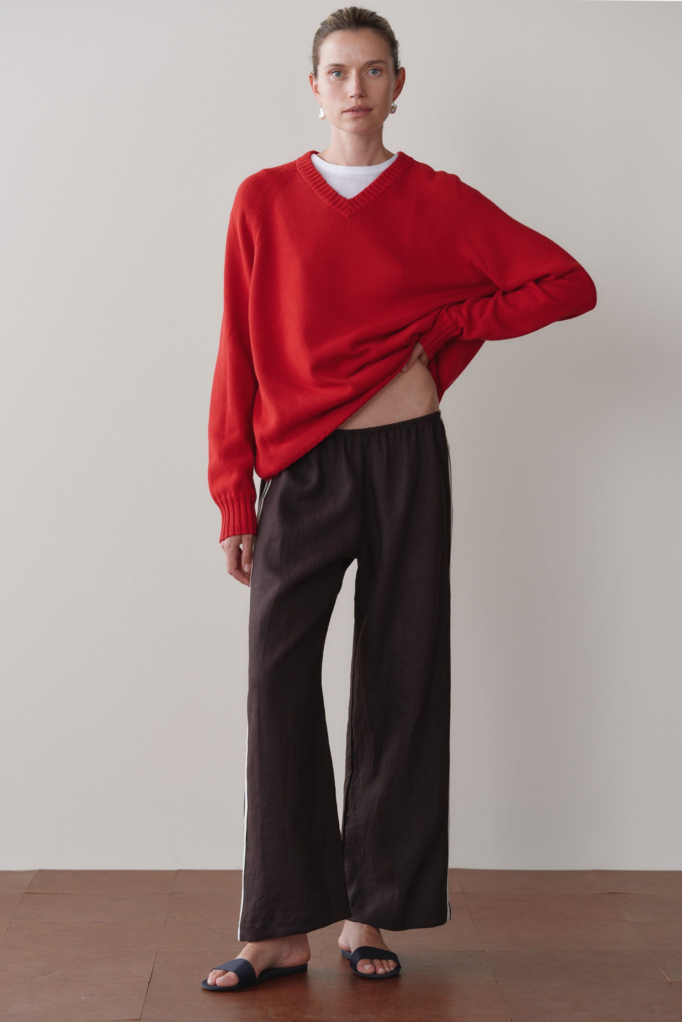 The Linen Crop Stripe Pant