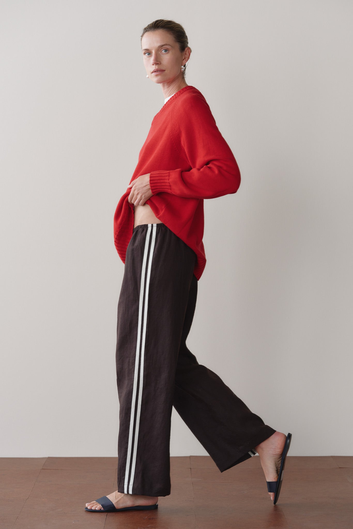 The Linen Crop Stripe Pant
