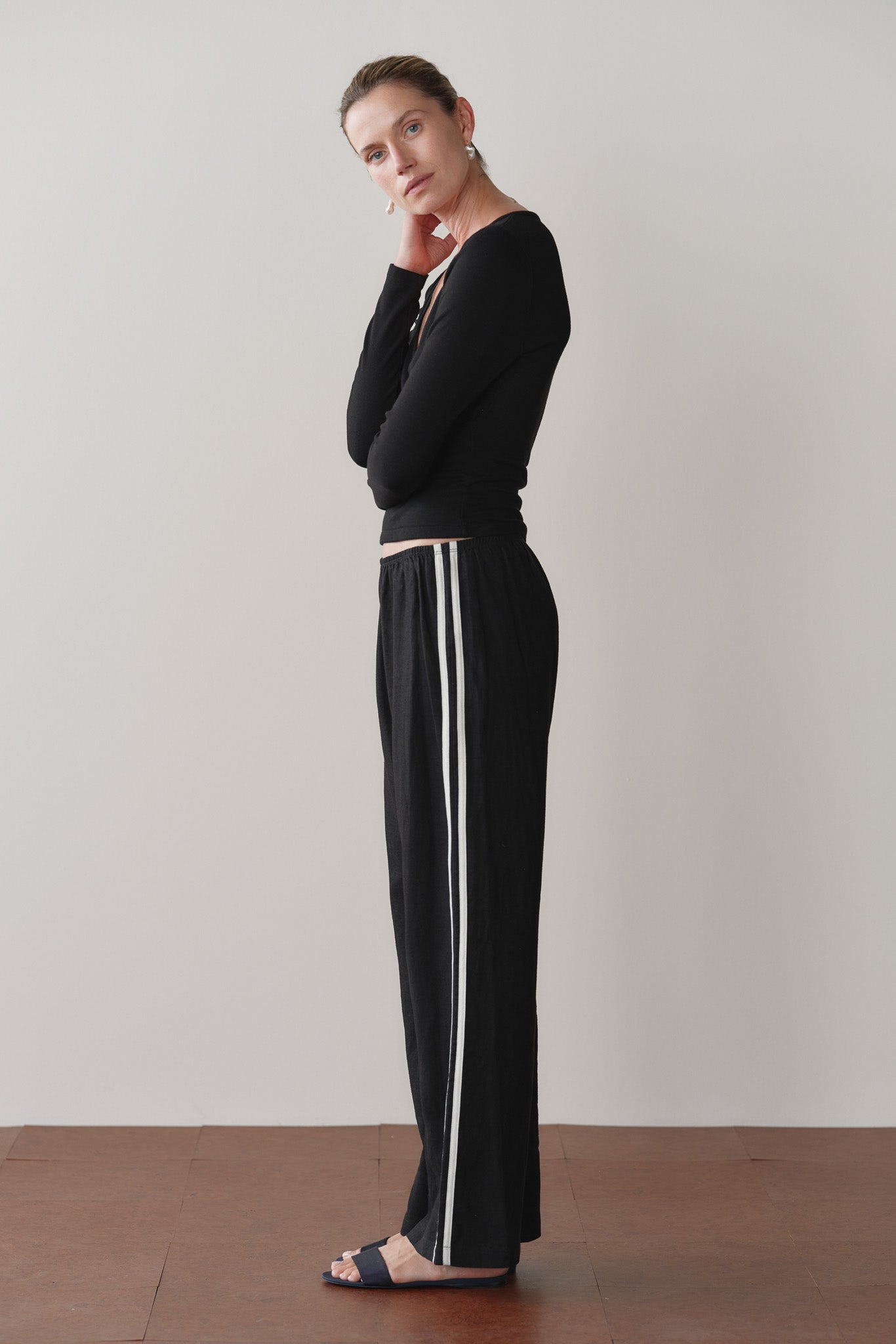The Linen Crop Stripe Pant
