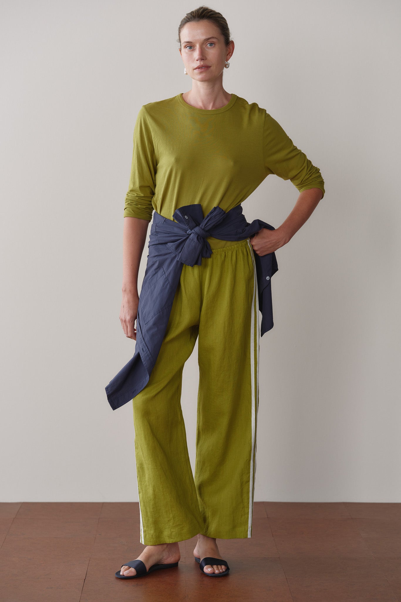 The Linen Crop Stripe Pant