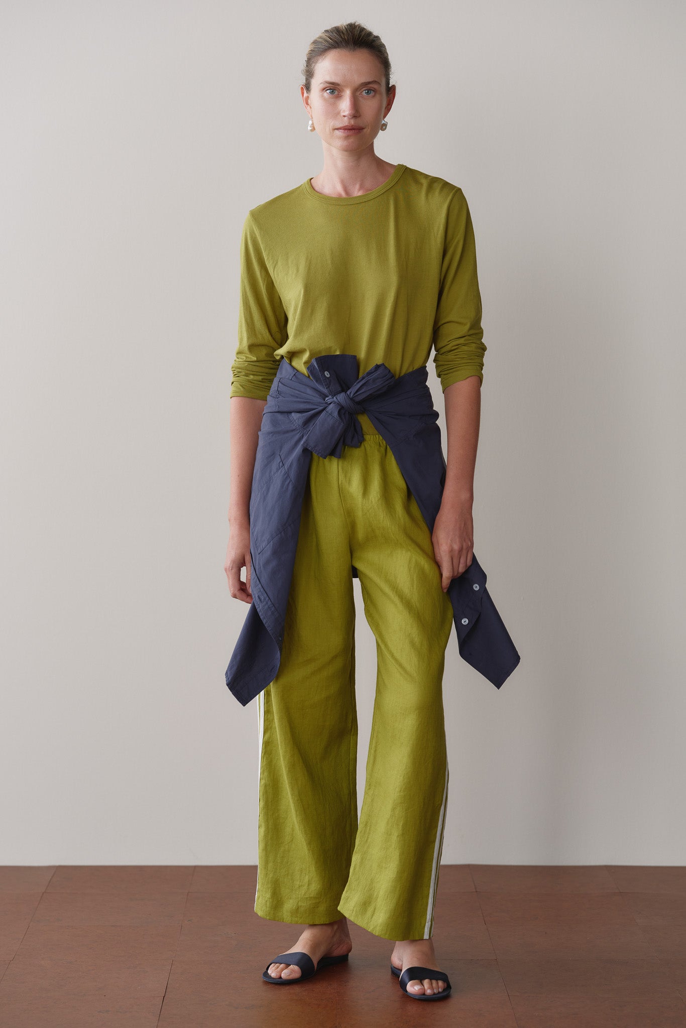 The Linen Crop Stripe Pant