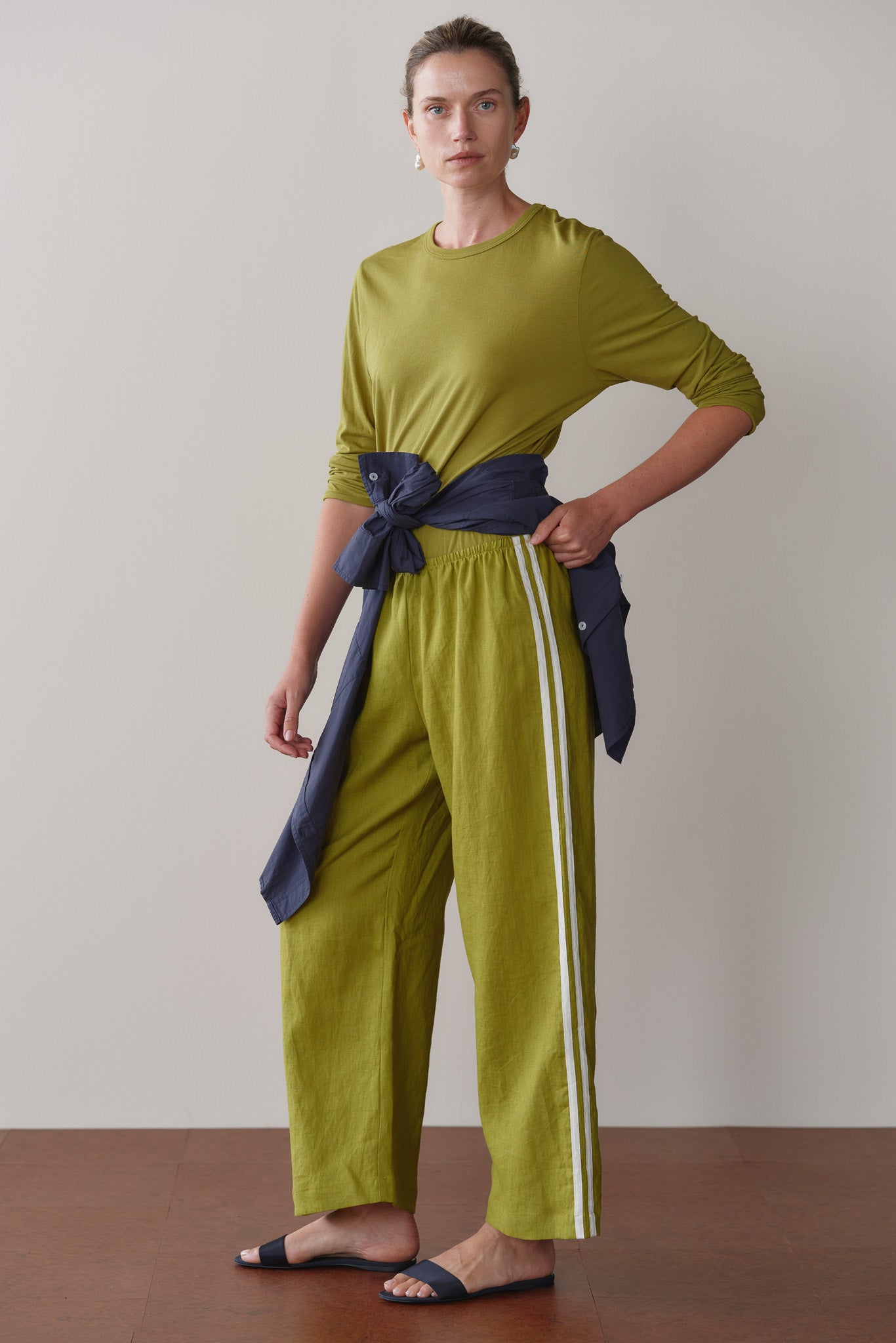 The Linen Crop Stripe Pant