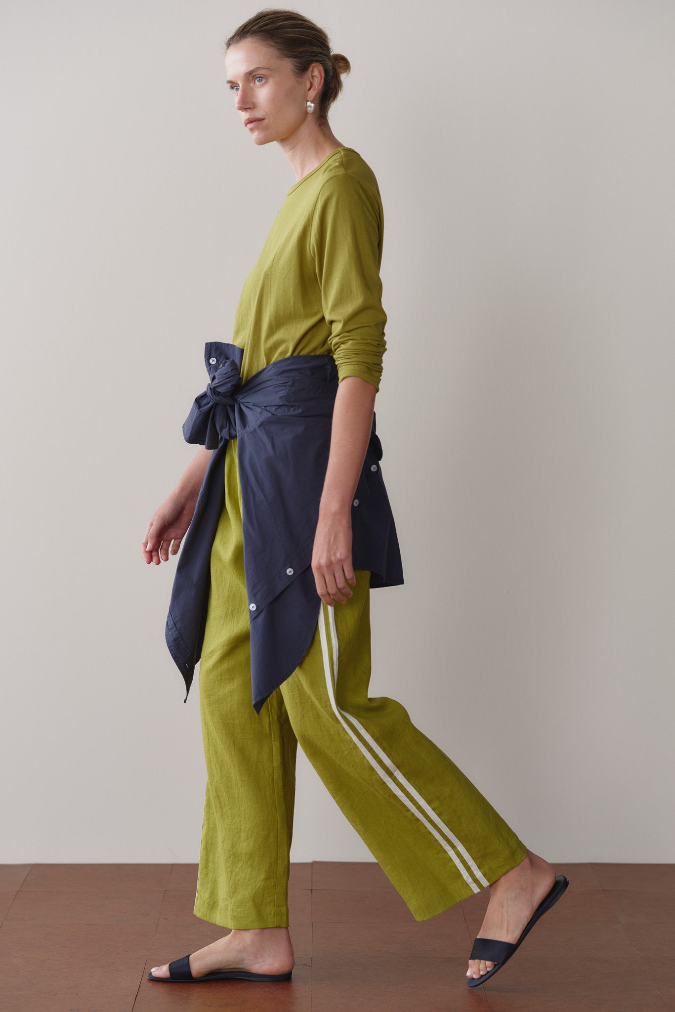 The Linen Crop Stripe Pant