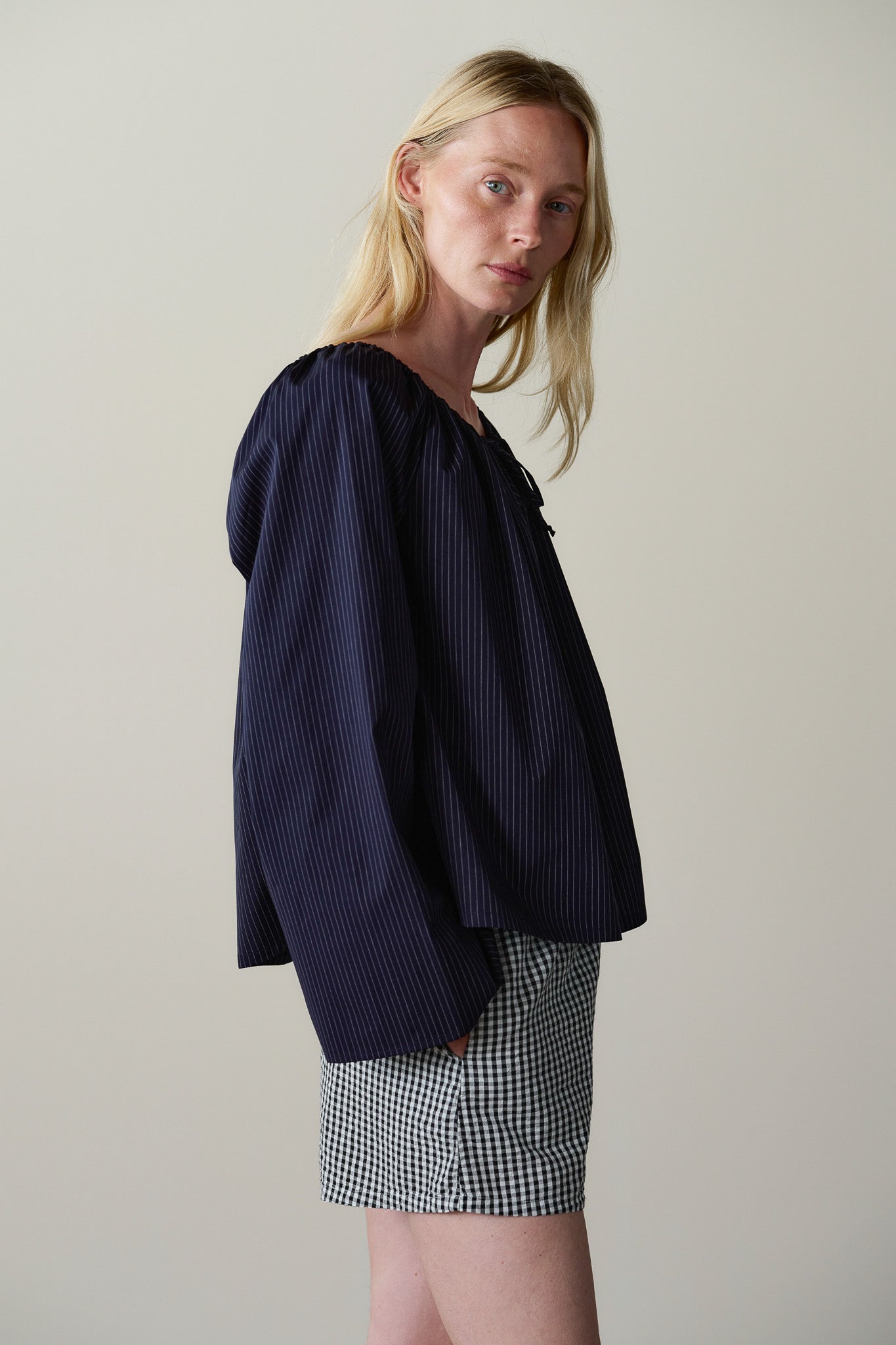 The Pop Pinstripe Tie Top