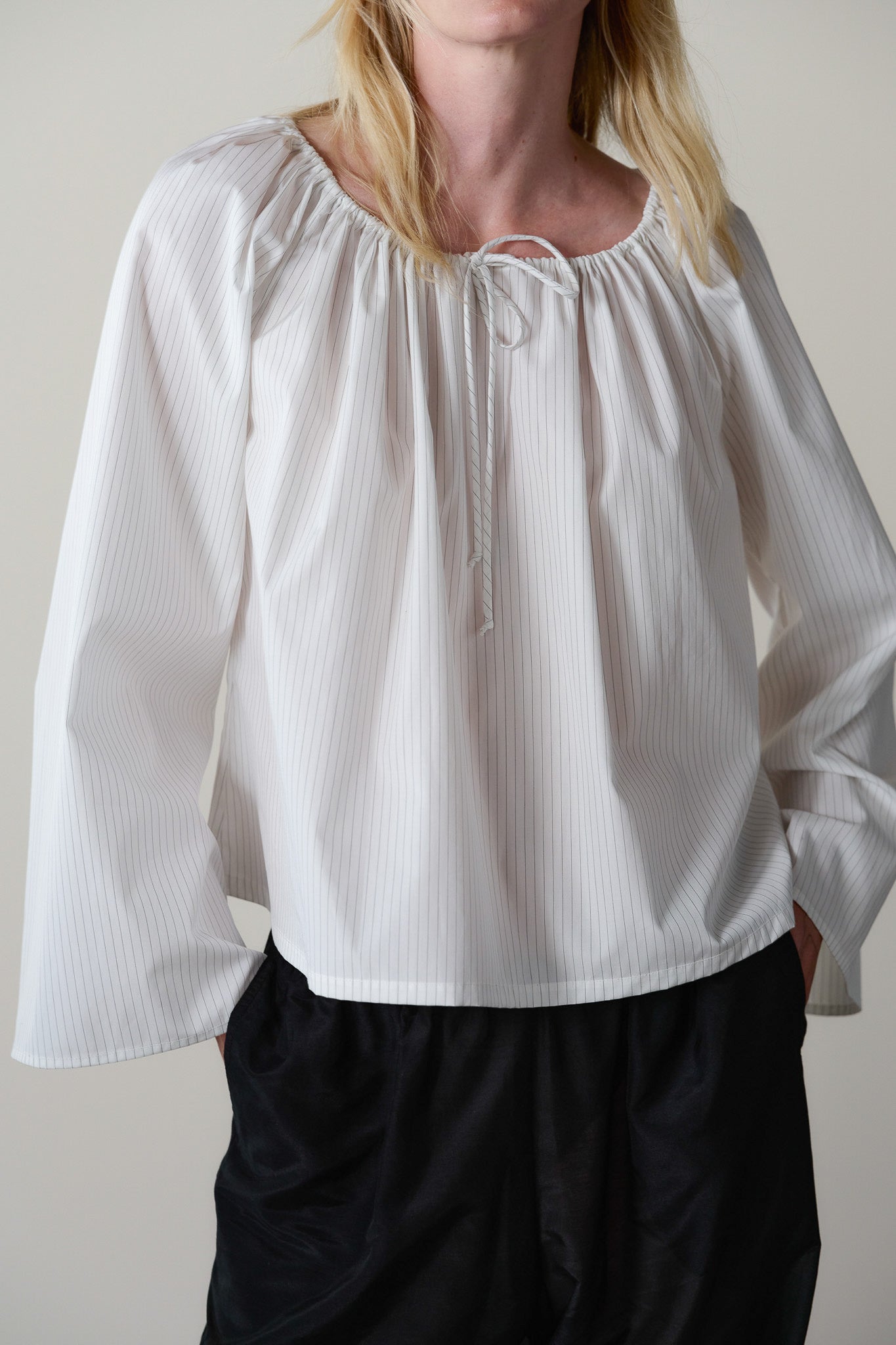 The Pop Pinstripe Tie Top